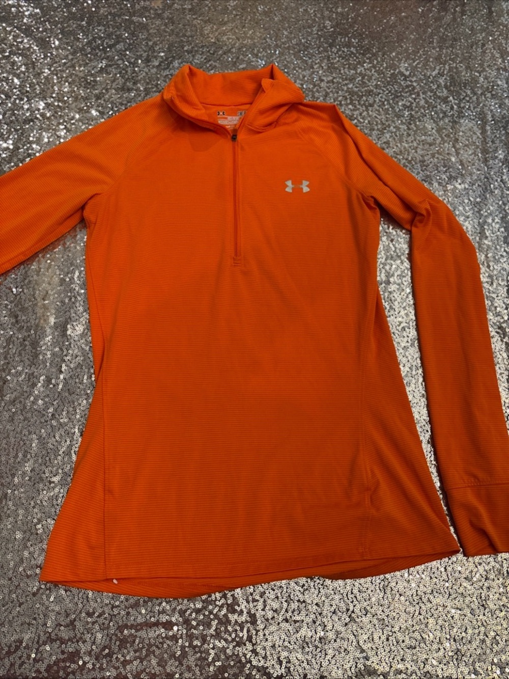 Under Armour Orange Striped Quarter-Zip Pullover